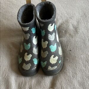 Western Chief Chicken Print Boots - Gray and Blue